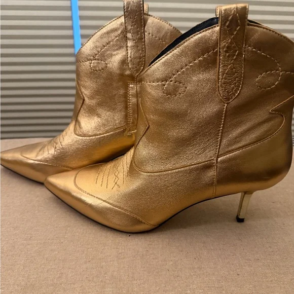 Jessica Simpson Metallic Gold Ankle Booties - Picture 2 of 5